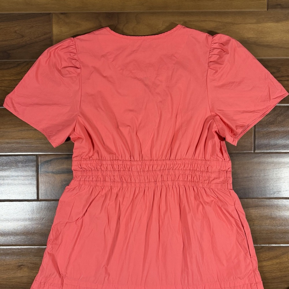 Quince Women's Size Large Coral 100% Organic Cotton Poplin Tiered Maxi Dress - Picture 9 of 12